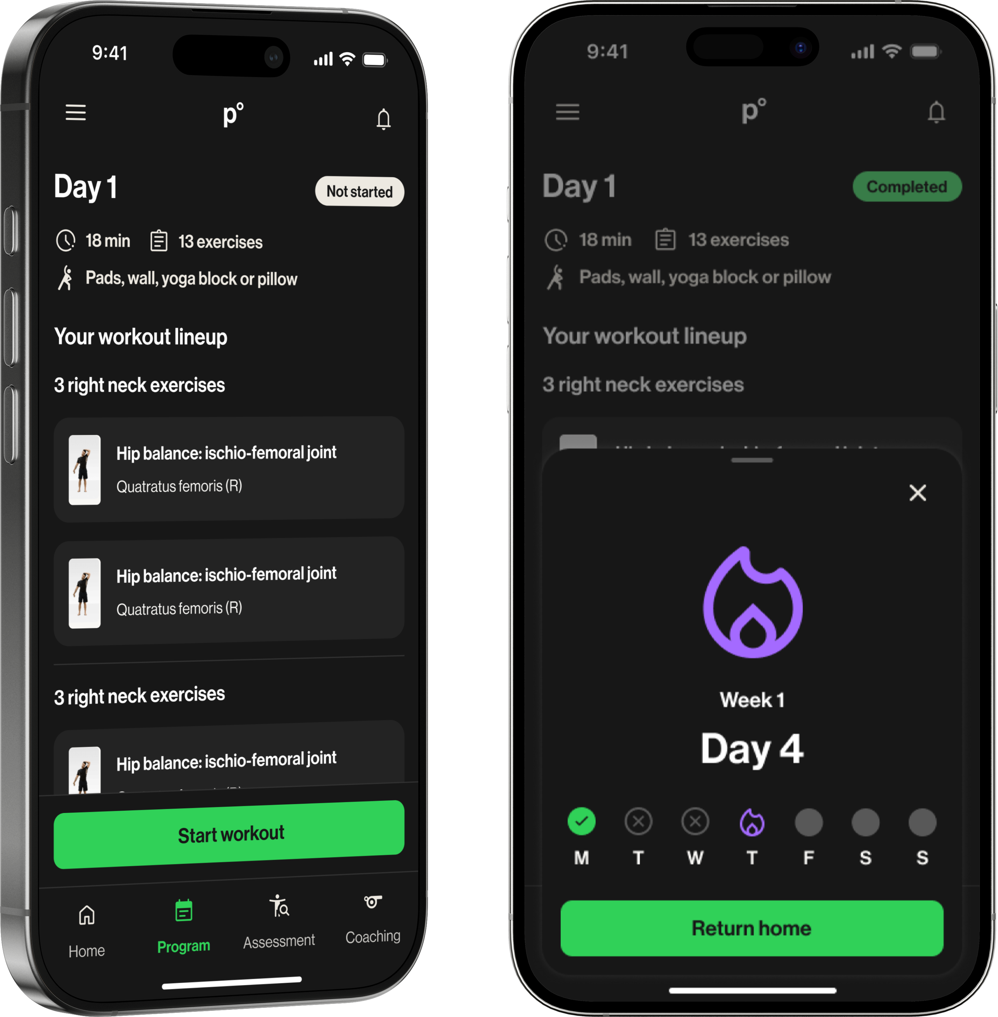 Completion celebration with flame icon