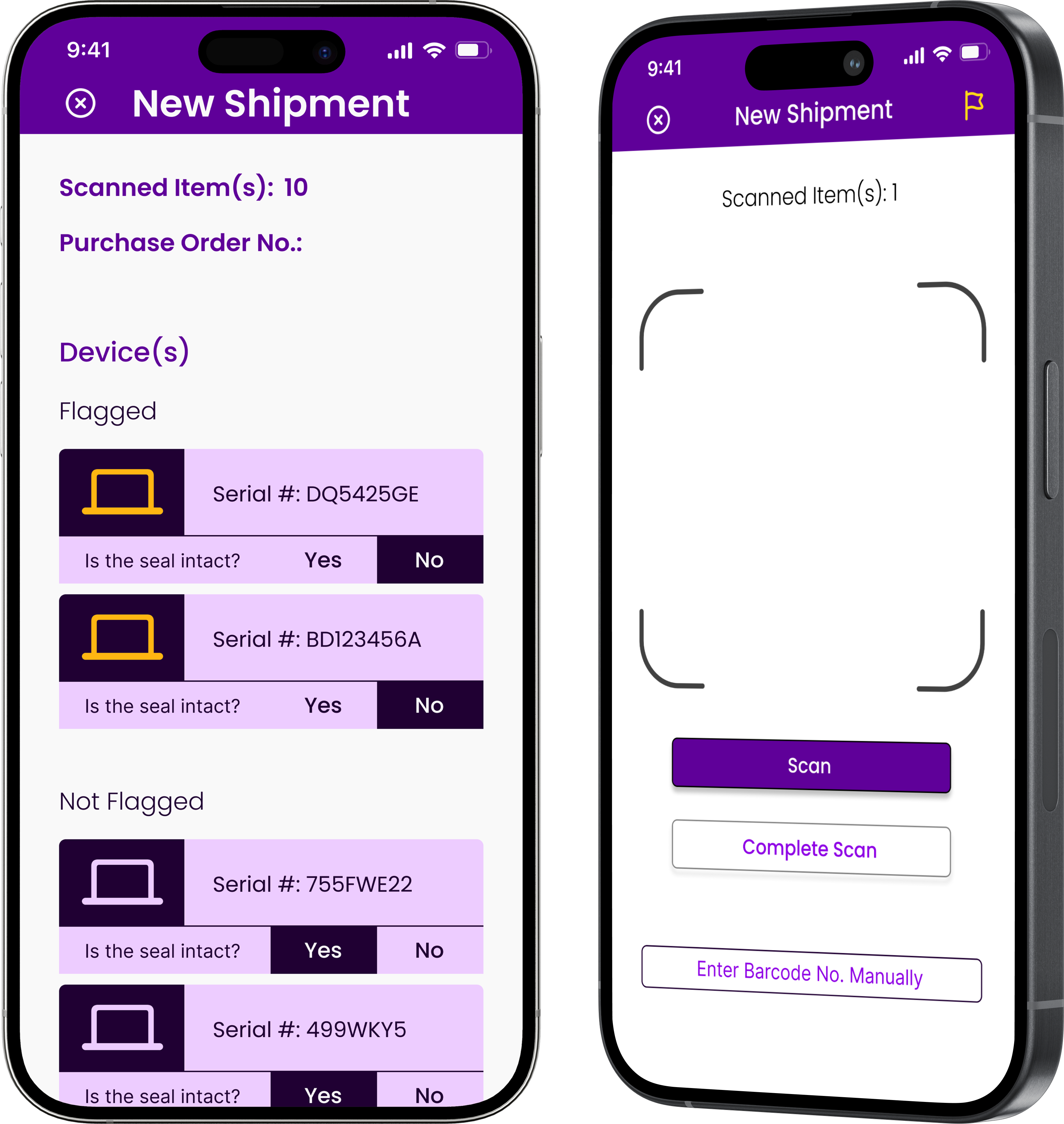 After: Flagged devices with orange borders automatically moved to the top, separated from non-flagged devices