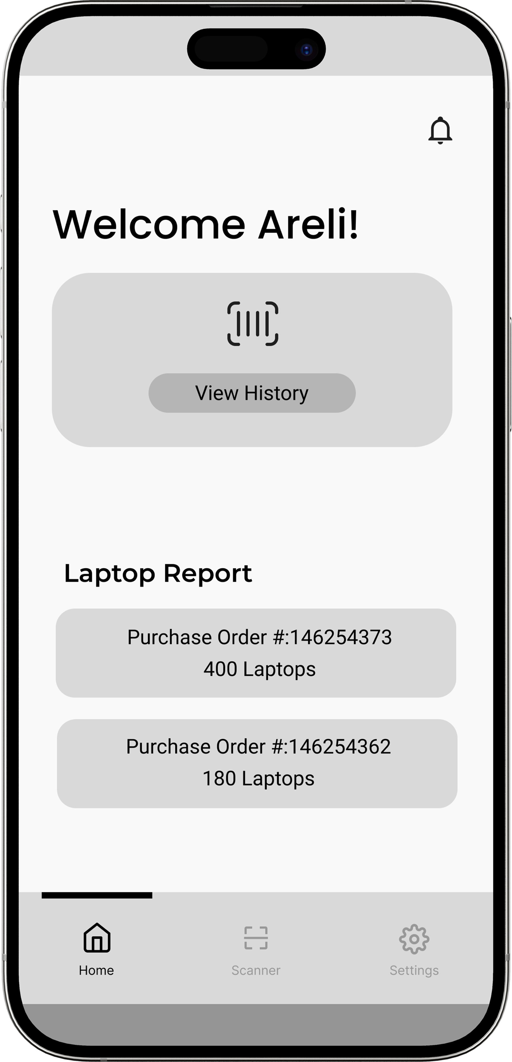 Before: Old home screen with simple scan button