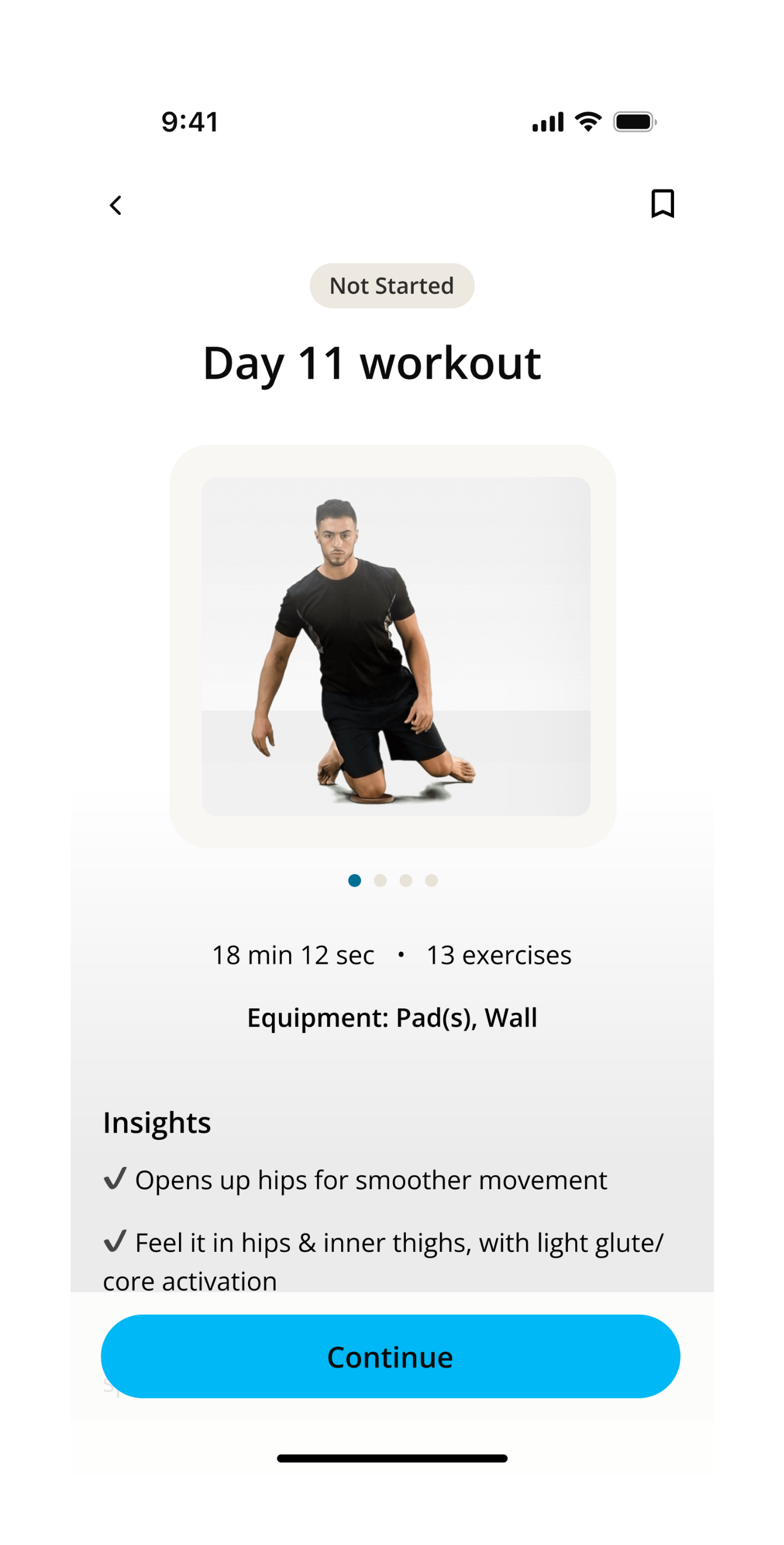 Early preview-first workout exploration with large exercise image and insights